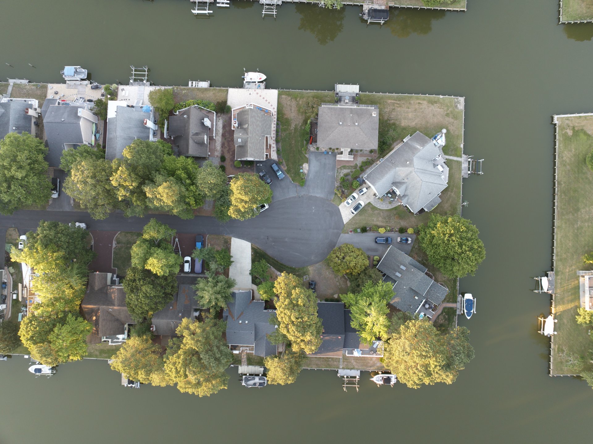 Top-down orthomosaic of a canal neighborhood